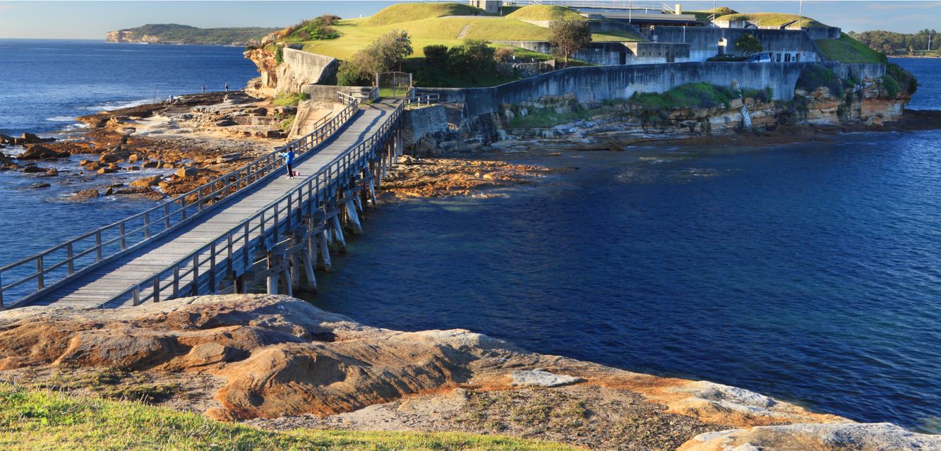 The walkway to Bare Island near Port Botany, Sydney.