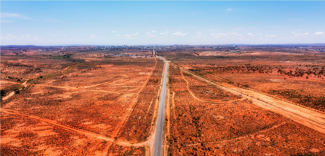 An aerial view of the outskirts of Broken Hill, New South Wales.