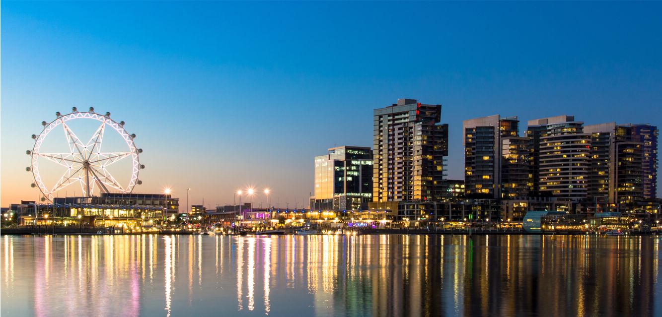 The waterfront of Melbourne’s Docklands.