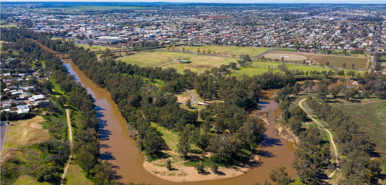 An aerial view of the town of Dubbo in New South Wales.