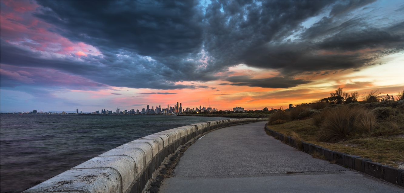 Sunset at Elwood Beach near Gardenvale, Melbourne.