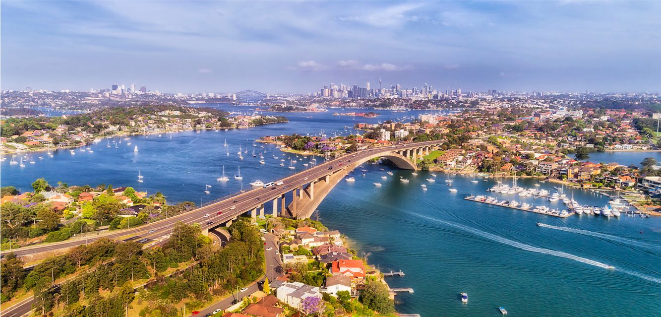Looking over the Gladesville Bridge towards Sydney City.