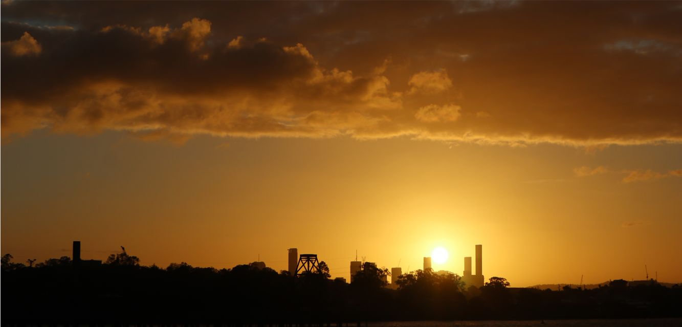 Sunset over the Brisbane CBD from Northshore near Hamilton.
