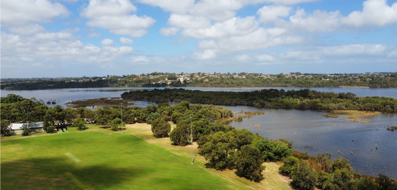 The view over Joondalup Lake in Perth, Western Australia.