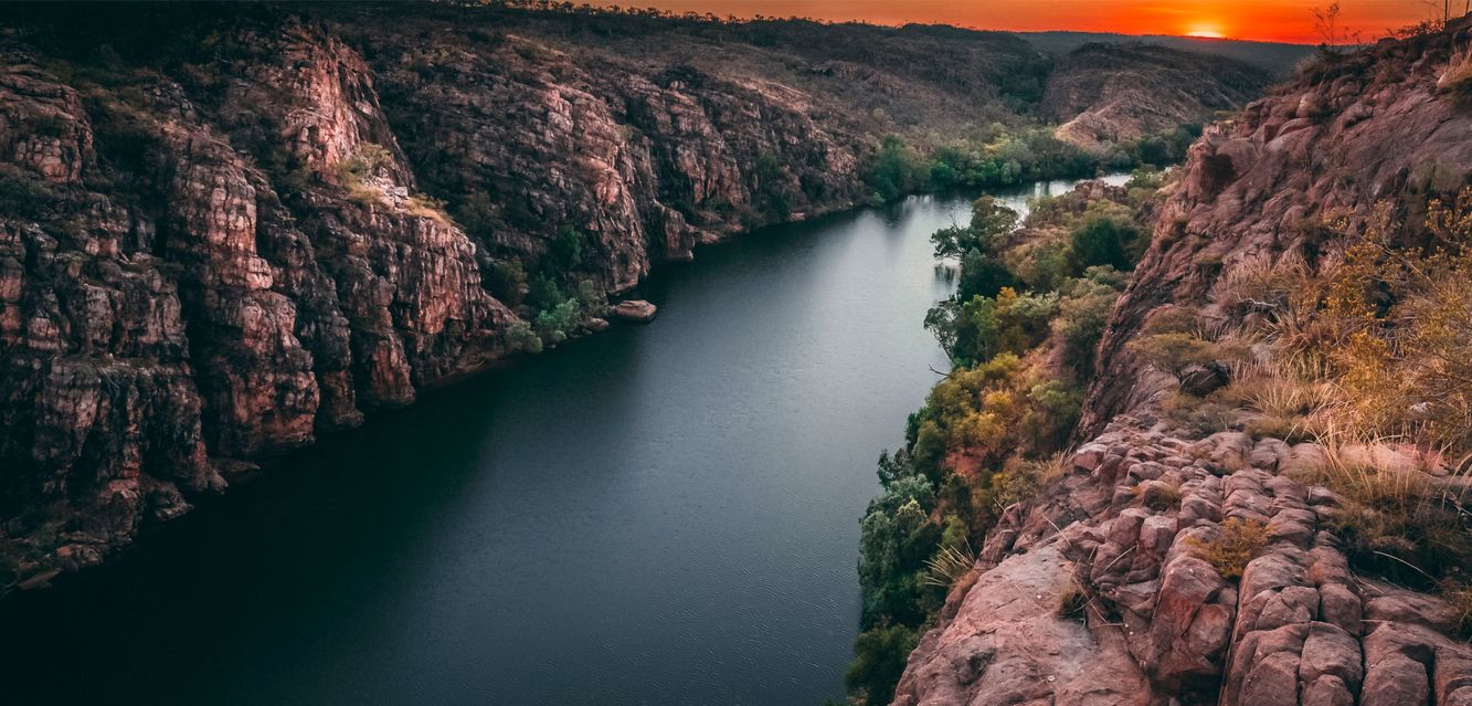 Sunrise at Nitmiluk gorge in Katherine, Northern Territory.