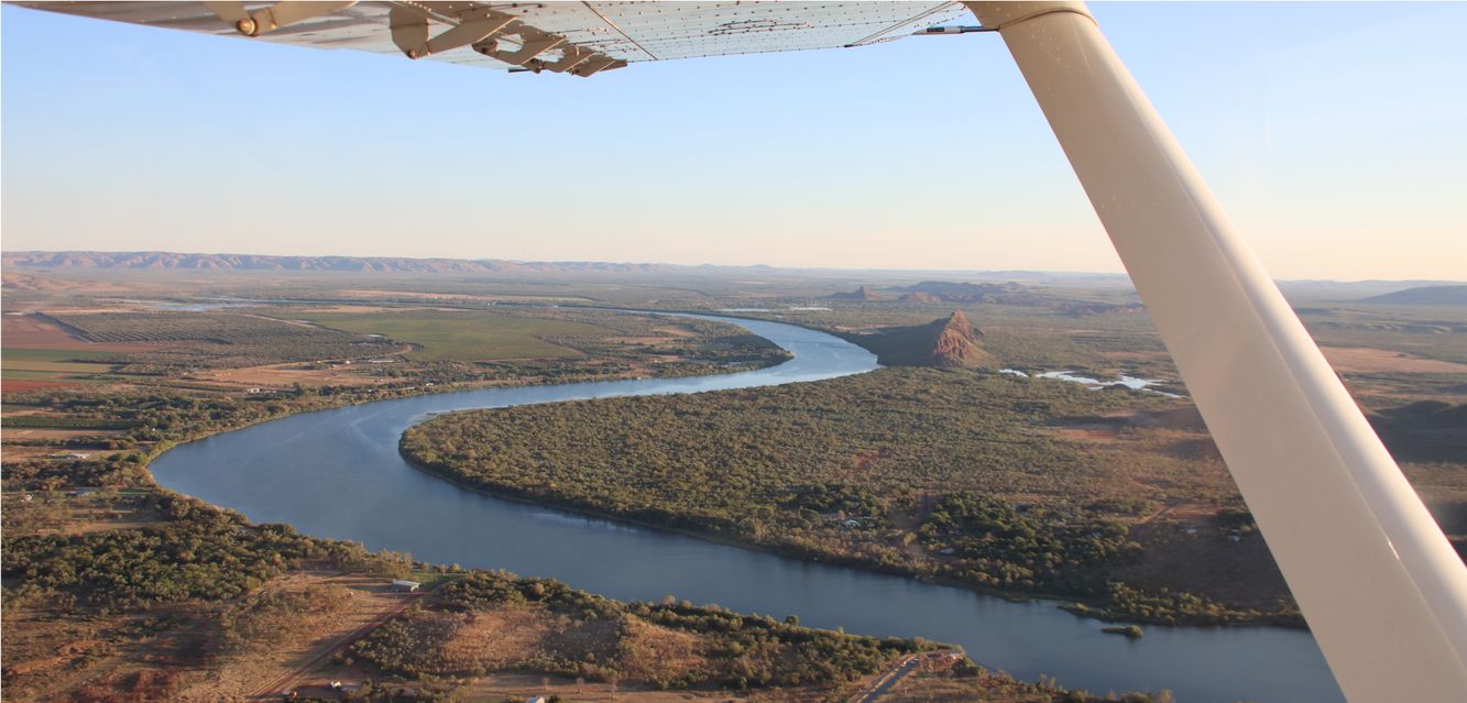 Aerial view of the Ord River near Kununurra, Western Australia.