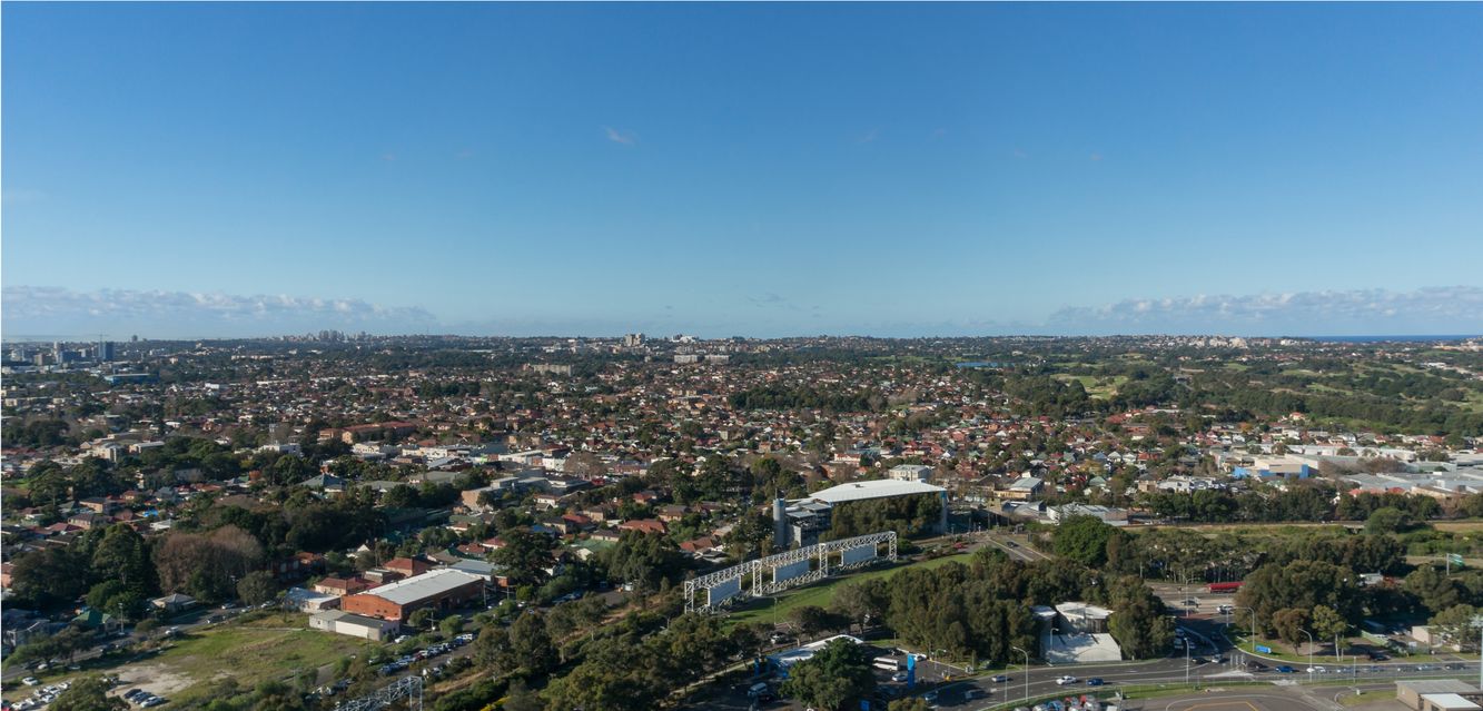 An aerial view of the Sydney suburb of Mascot.