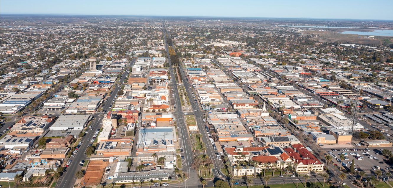 An aerial view of the town of Mildura in Victoria.
