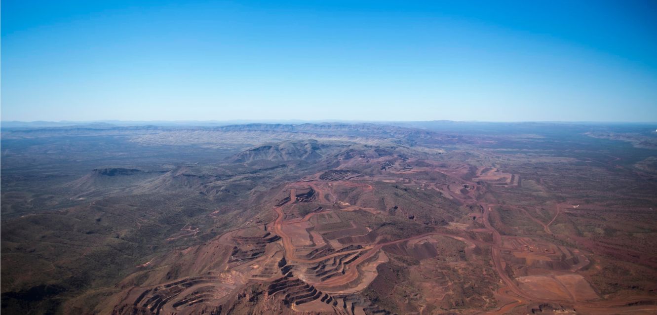 An aerial view of a mine near Paraburdoo in Western Australia.