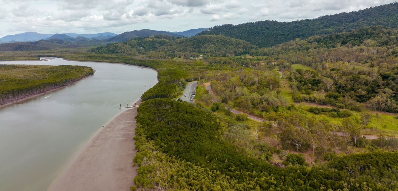 An aerial view of the Proserpine River near Conway Beach.