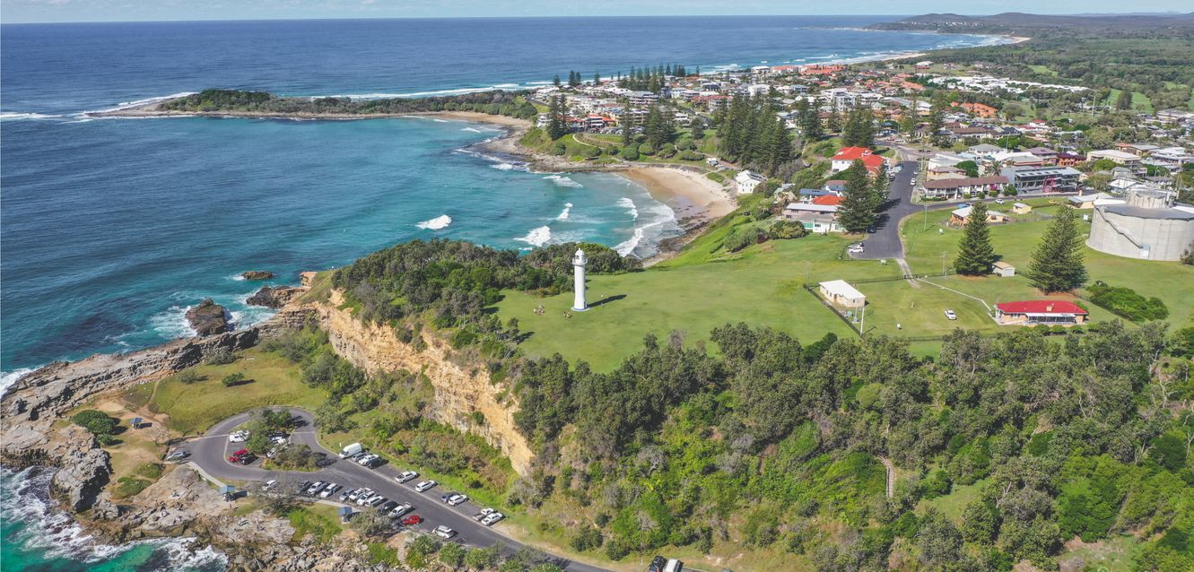 Aerieal view of the lighthouse at Yamba, New South Wales.