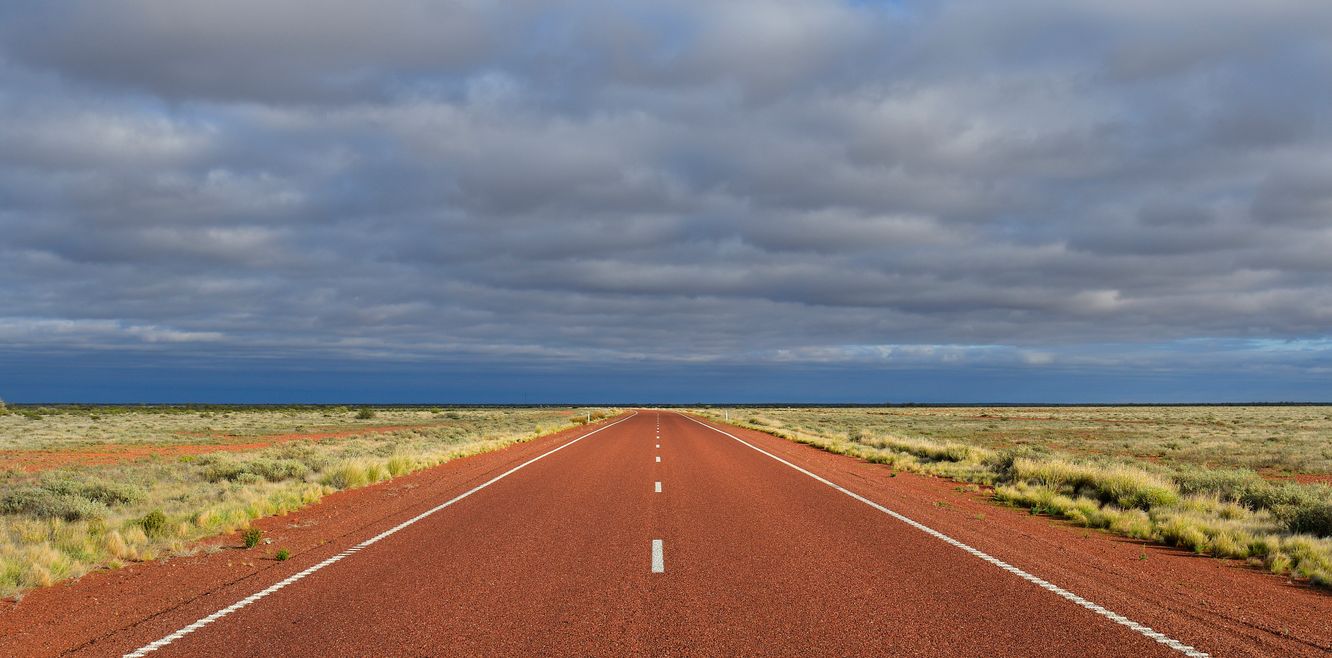 Driving South Australia’s outback on the Stuart Highway.