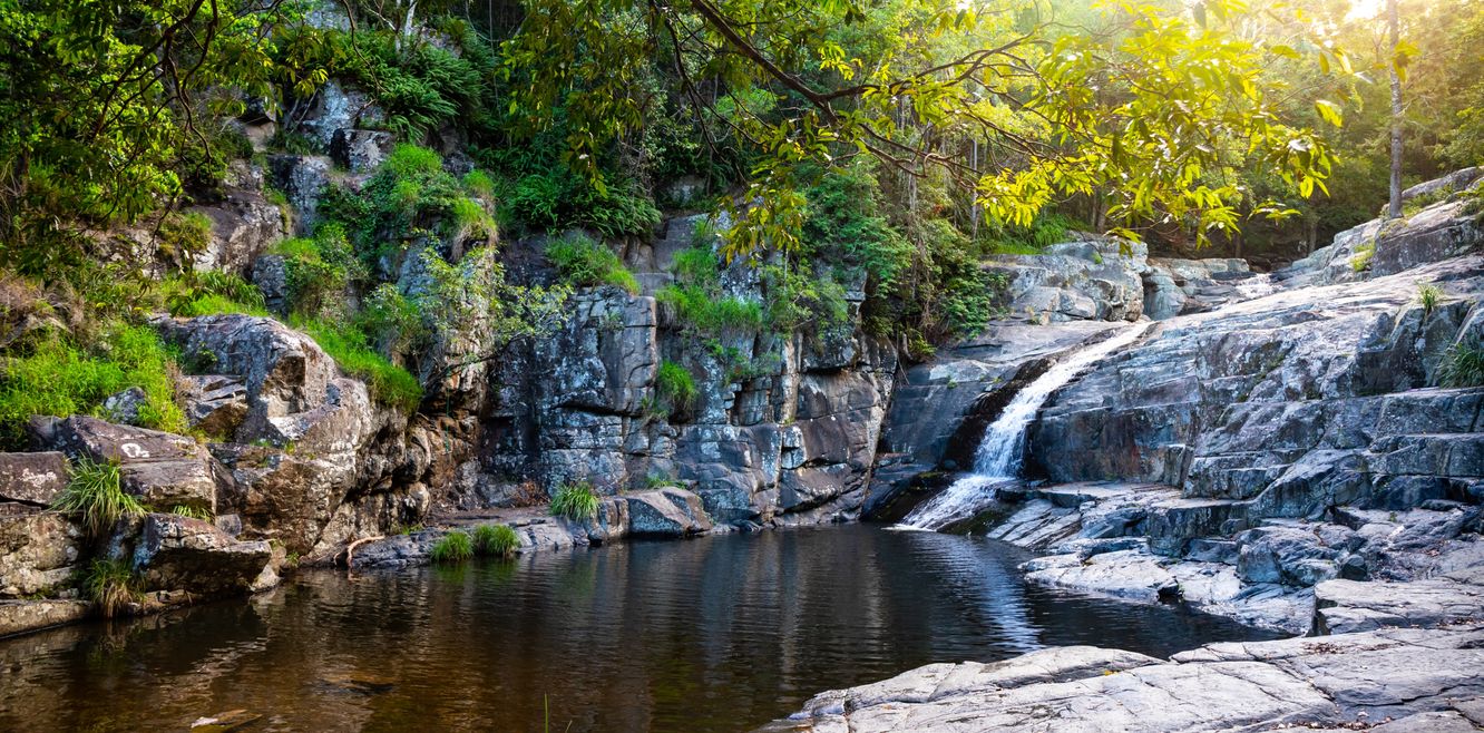 A waterfall in Cedar Creek Swimming Holes near Brisbane