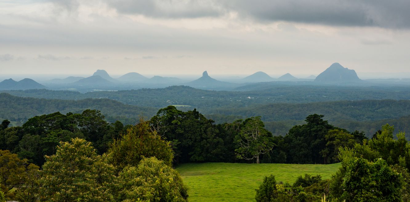 View of the Maleny mountains hinterlands near the Sunshine Coast, Queensland.