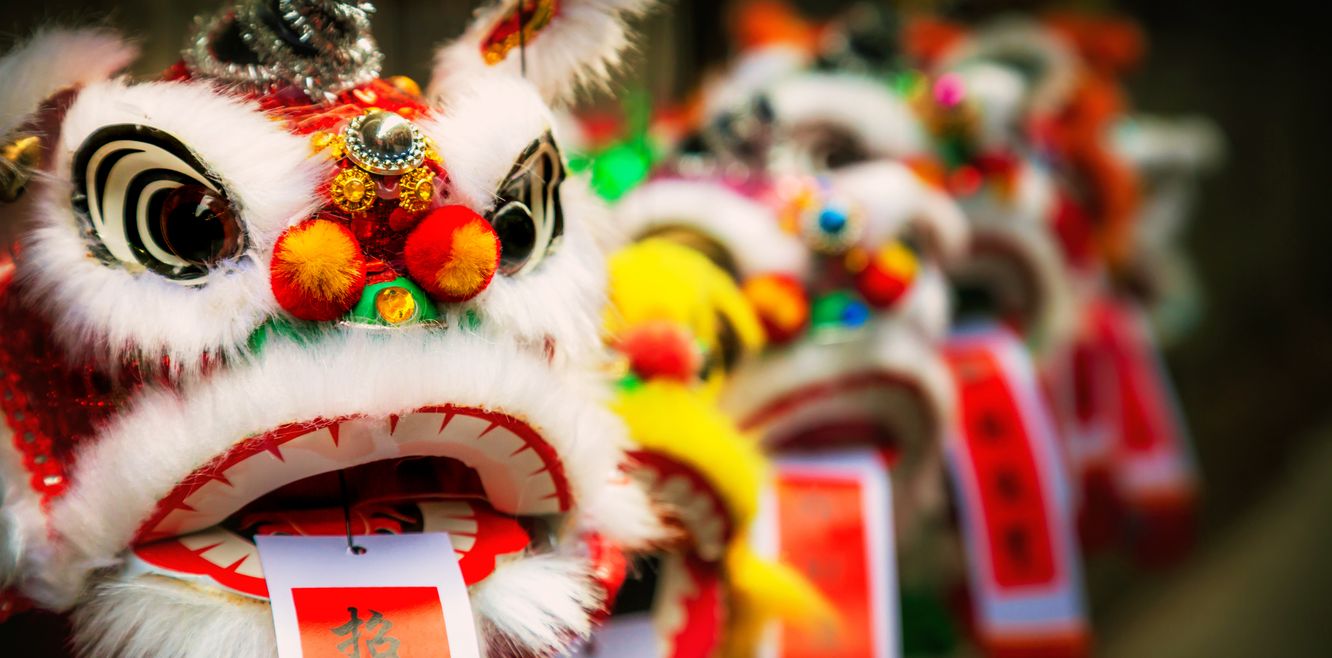 Traditional Chinese lions.