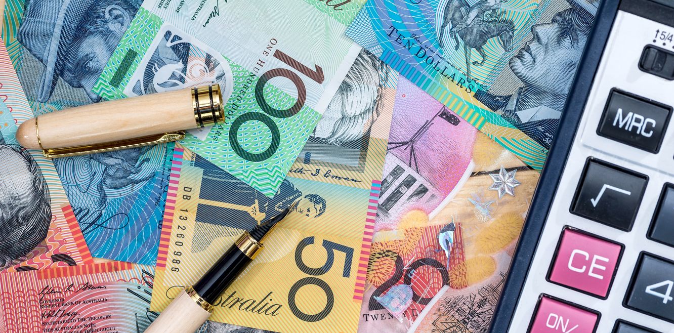 A collection of Australian currency.