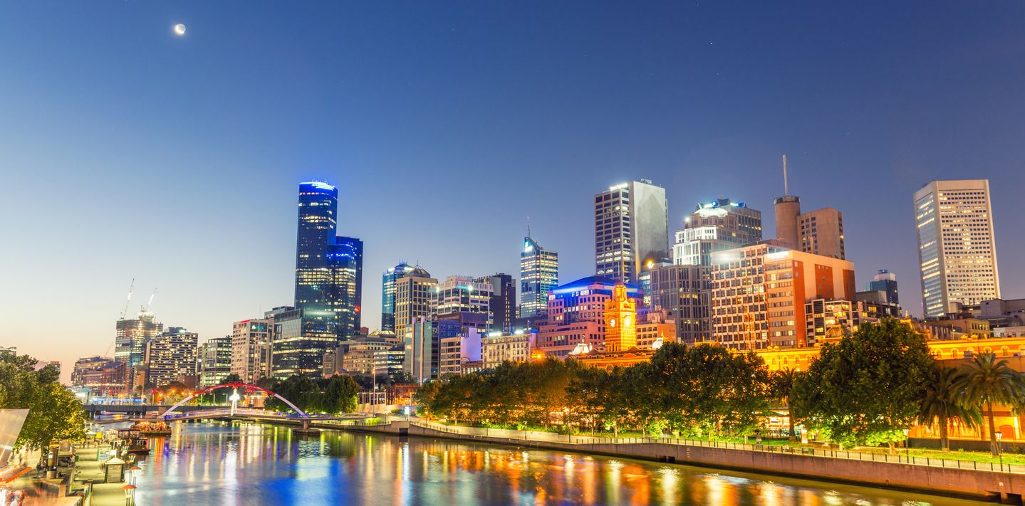 The Melbourne city skyline.