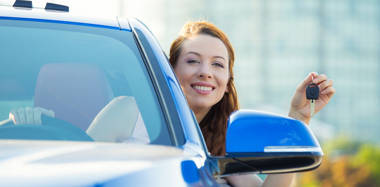 Woman picking up her car.