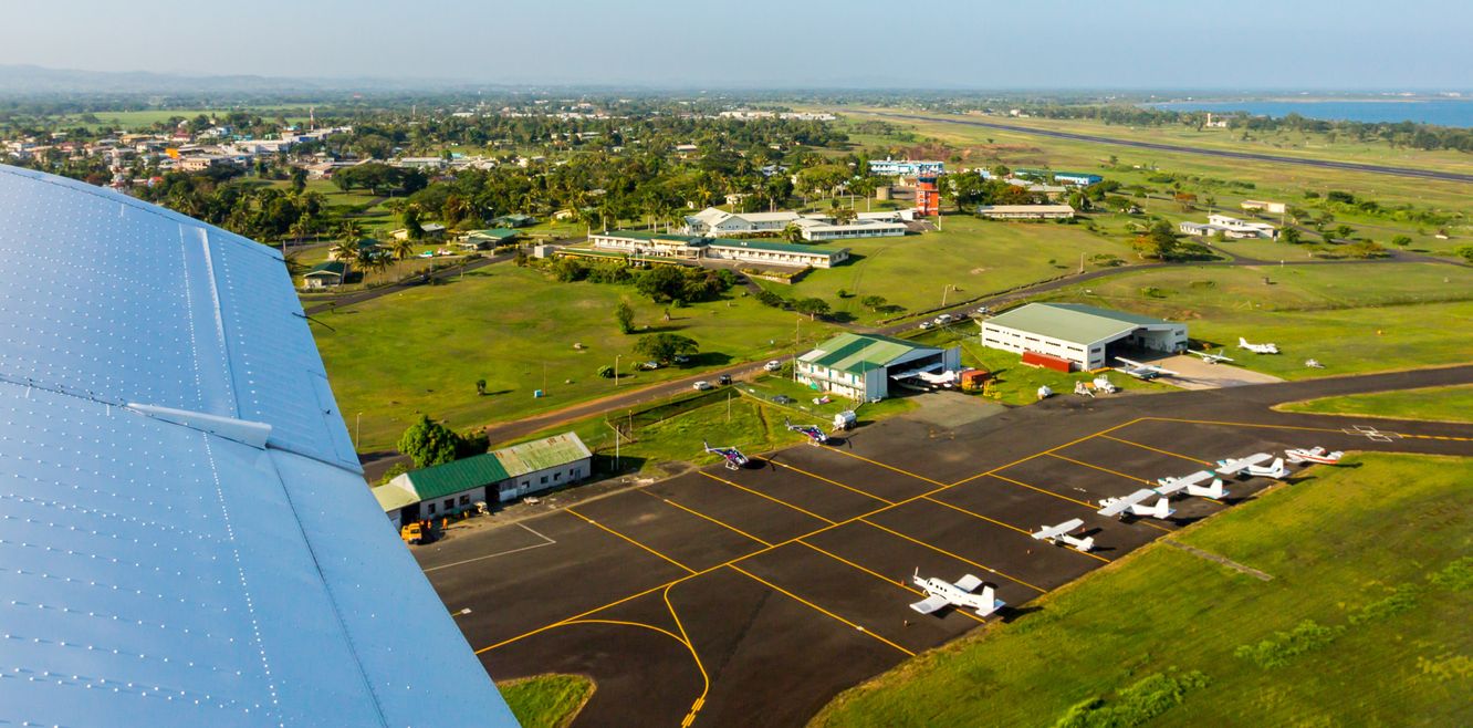 Suva Nausori Airport terminal from the air.