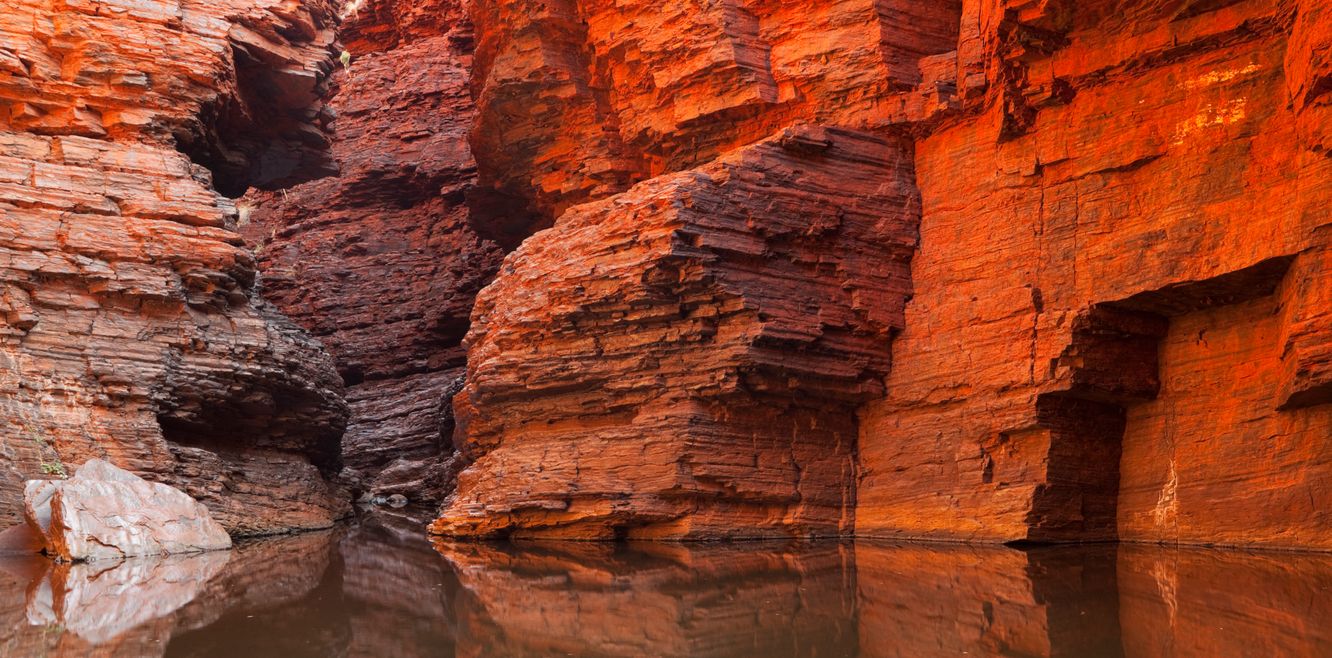Rock wall reflections in a gorge, Karijini National Park, Western Australia
