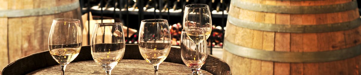 Glasses of wine at a cellar.