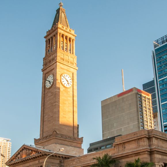 Brisbane’s skyline on a cold winter day.
