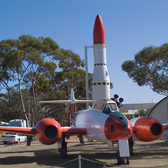 A public outdoor exhibition of former military equipment at Woomera.
