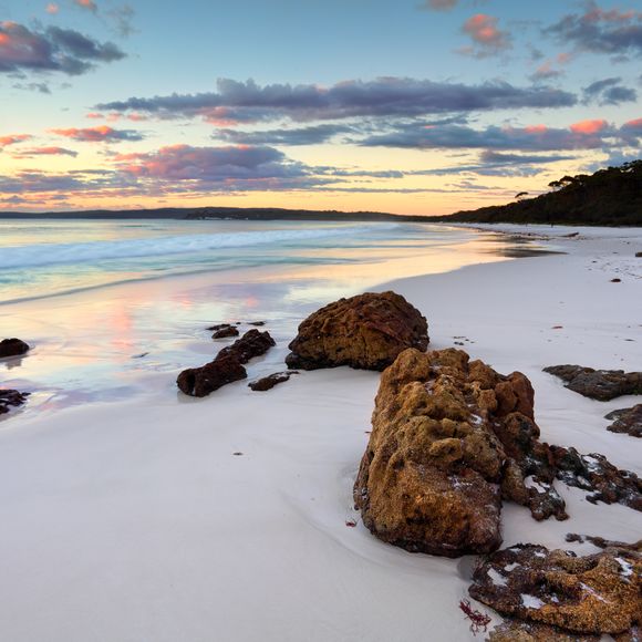 The sunrise at Hyams Beach, Jervis Bay.