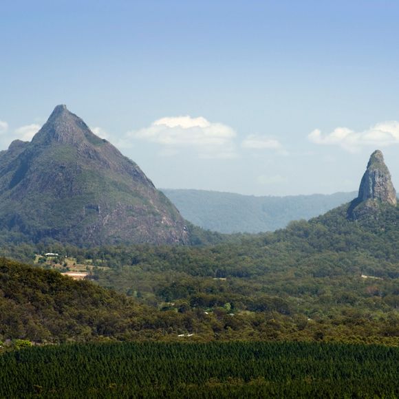 The Glasshouse Mountains.