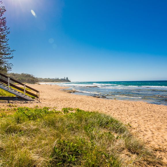 Sunny view of Shelly Beach at Caloundra on the Sunshine Coast.