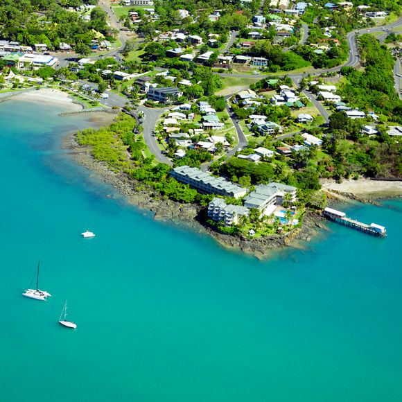 Airlie Beach from the air.