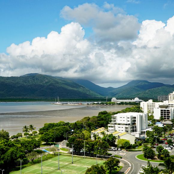 Cairns on a humid and cloudy day.