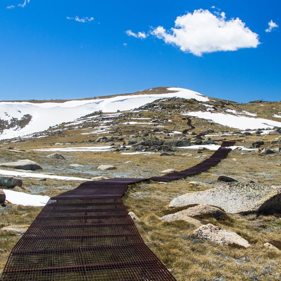 The walking track to Mount Kosciuszko.