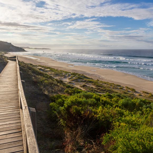 Walk the boardwalk at Mandalay Beach.