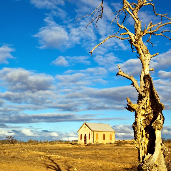 Abandoned church in the desert near Silverton, New South Wales.