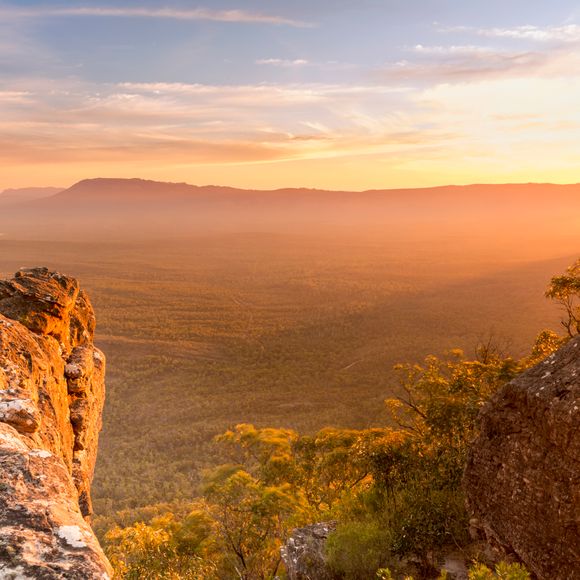 Mountain top views looking out over valley in the Grampians.