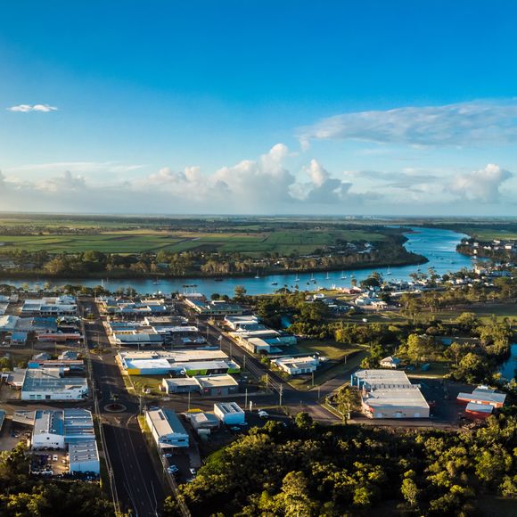 A panorama of Bundaberg taken by drone.