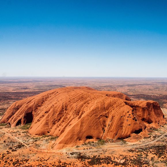 An aerial view of Uluru.